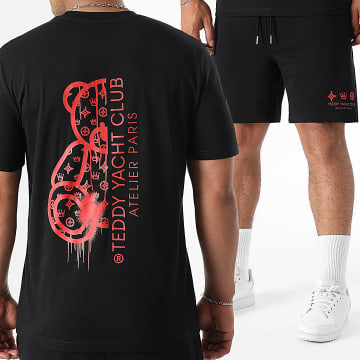 Teddy Yacht Club - Ensemble Tee Shirt Et Short Jogging Atelier Paris Noir Rouge