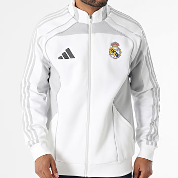 Adidas Sportswear - Veste Zippée A Bandes Real Madrid JN3069 Blanc Gris