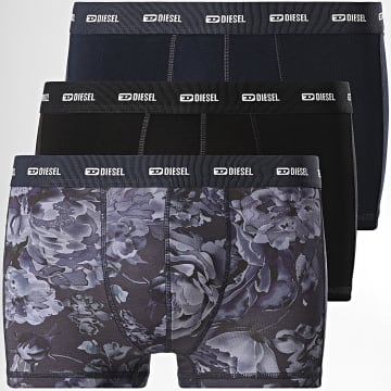 Diesel - Juego de 3 bóxers A17832-0DLBU Azul marino Negro Floral