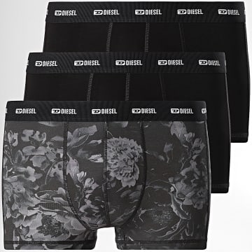 Diesel - Juego de 3 Boxers A17832-0DLBU Negro Floral