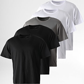 Jack And Jones - Lote de 5 Camisetas Hugo Blanco Negro Gris Carbón