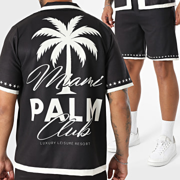KZR - Ensemble Chemise Manches Courtes Palm Miami 230 Noir Beige Clair