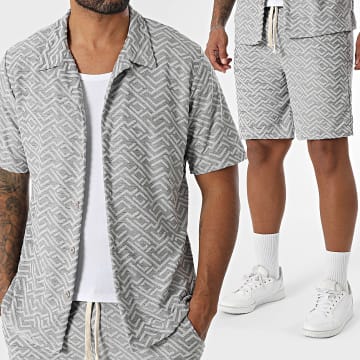 KZR - Ensemble Chemise Manches Courtes Et Short Jogging 232 Gris