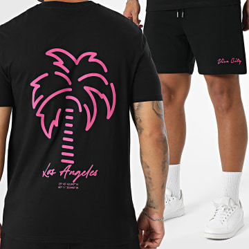 Luxury Lovers - Vice City Los Angeles Zwart Roze T-shirt en Joggingbroek Set