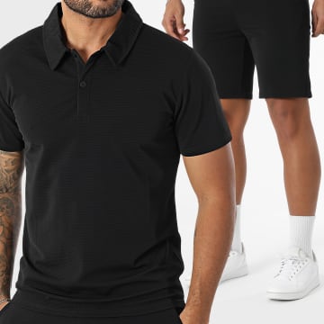 MTX - Ensemble Polo Manches Courtes Et Short Jogging Texturé 188 Noir