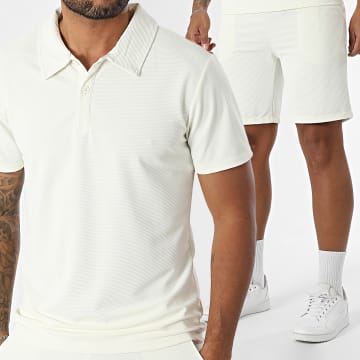 MTX - Ensemble Polo Manches Courtes Et Short Jogging Texturé 188 Beige Clair