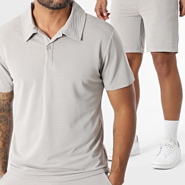 MTX - Ensemble Polo Manches Courtes Et Short Jogging Texturé 188 Gris