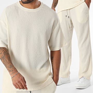 MTX - Ensemble Tee Shirt Et Pantalon Texturé 87A Beige