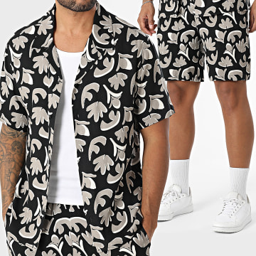MTX - Ensemble Chemise Manches Courtes Et Short Jogging 801 Noir Beige