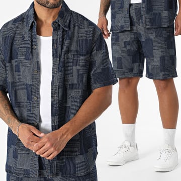 MTX - Ensemble Chemise Jean Manches Courtes Et Short Jean 22A Bleu Denim