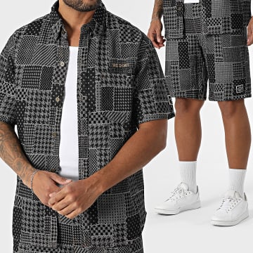 MTX - Ensemble Chemise Jean Manches Courtes Et Short Jean 17A Noir Gris