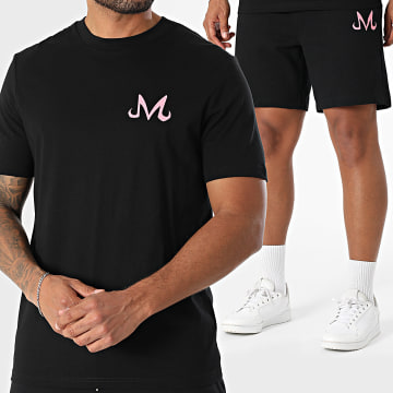 Dragon Ball Z - Ensemble Tee Shirt Et Short Jogging Molleton Buu Noir Rose