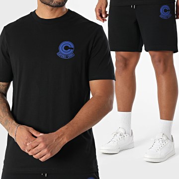 Dragon Ball Z - Ensemble Tee Shirt Et Short Jogging Molleton Capsule Noir Bleu