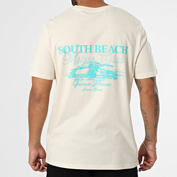 Luxury Lovers - Tee Shirt Oversize South Beach Motors Club Beige Turquoise