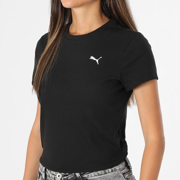 Puma - Camiseta de canalé Essential Elevated para mujer 685021 Negro