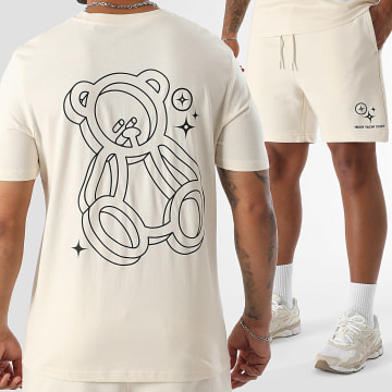 Teddy Yacht Club - Ensemble Tee Shirt Et Short Jogging Action Beige