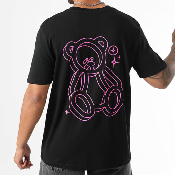 Teddy Yacht Club - Oversized Action T-shirt Zwart Roze Fluo