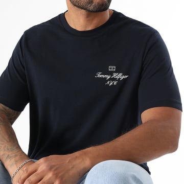 Tommy Hilfiger - Tee Shirt Outline Flag Script 9360 Bleu Marine