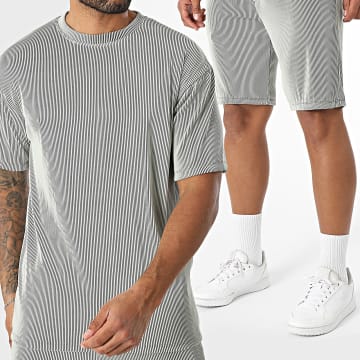 Uniplay - Ensemble Tee Shirt Et Short Jogging Côtelé 189 Vert Clair