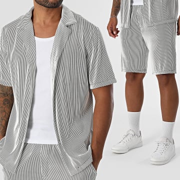 Uniplay - 188 Set camicia a maniche corte e pantaloncini da jogging grigi a coste