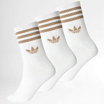 Adidas Originals - 3 Paar Socken mit 3 Streifen Crew JV7407 Weiß Camel