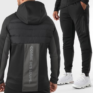 Comme Des Loups - Turbo Hooded Zip Jacket en Joggingbroek Set Zwart Houtskool Grijs