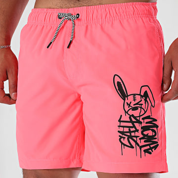 Sale Môme Paris - Badeshorts Kaninchen Dripping Graffiti Fluo Pink Schwarz