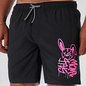Sale Môme Paris - Badeshorts Kaninchen Dripping Graffiti Schwarz Fluo Pink
