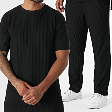 Ikao - Oversized T-shirt en geribde broeken set 589 Zwart