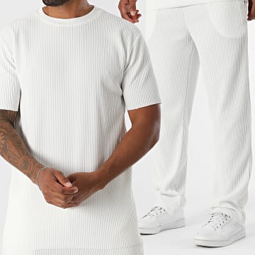 Ikao - Ensemble Tee Shirt Oversize Et Pantalon Côtelé 589 Blanc