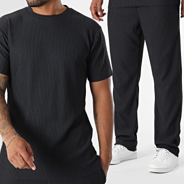 Ikao - Conjunto de camiseta oversize y pantalón de canalé 589 Negro