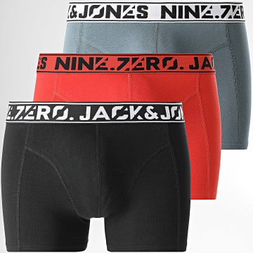 Jack And Jones - 3er-Pack Boxershorts Nine Zero Solid Rot Grau Schwarz