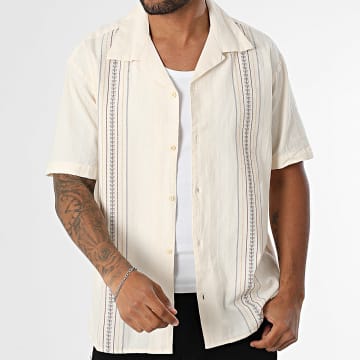 Jack And Jones - Chemise Manches Courtes Tavira Embroidery Beige