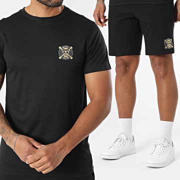 One Piece - Ensemble Maillot Et Short Jogging Tech Badge Black Noir Doré