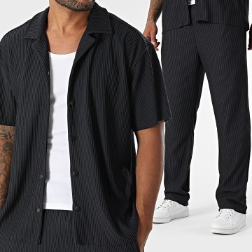 Ikao - Ensemble Chemise Manches Courtes Et Pantalon Côtelé 588 Gris Anthracite