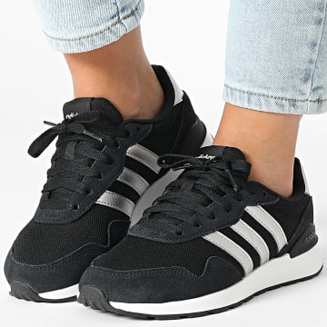 Adidas Sportswear - Baskets Femme Run 60s 4.0 JR6626 Core Black Silver Metallic Footwear White