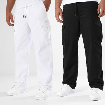 LBO - Lot De 2 Pantalons Cargo Relaxed 3849 3848 Noir Blanc