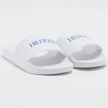 Tommy Hilfiger - Claquettes Hilfiger Print Tumble Pool Slide 5505 Blanc