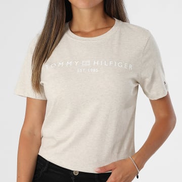 Tommy Hilfiger - Tee Shirt Femme Corp Logo 0276 Beige Chiné