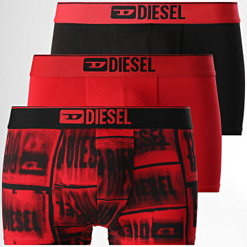 Diesel - Juego de 3 bóxers A19391-0DLBF Negro Rojo