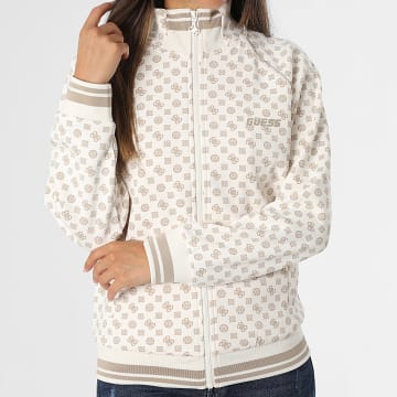 Guess - Sudadera con cremallera para mujer V5YQ03-KB212 Beige