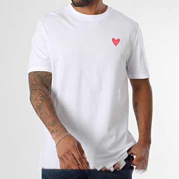 Luxury Lovers - T-shirt oversized groot hart wit roze fluo