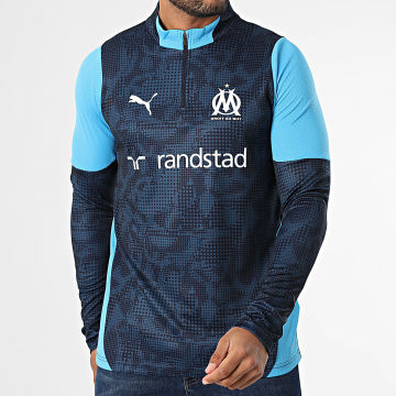 Puma - Tee Shirt Manches Longues OM Training 1/4 Zip 781534 Bleu Marine