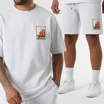 Armita - Mali 009 Set di maglietta oversize e pantaloncini da jogging grigio erica