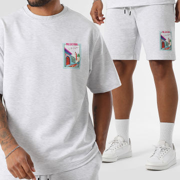 Armita - Algeria 007 Set di maglietta e pantaloncini da jogging oversize di grandi dimensioni grigio erica