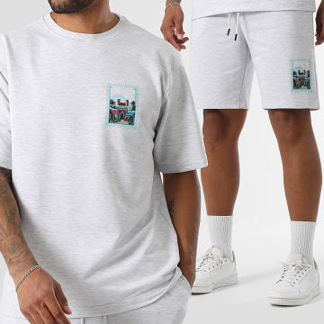 Armita - Marrakech 008 Set composto da maglietta oversize e pantaloncini da jogging color grigio erica