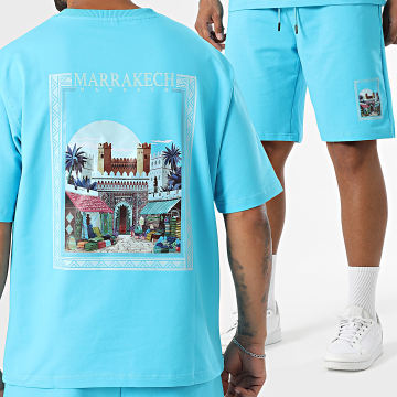 Armita - Marrakech 008 Set di maglietta oversize e pantaloncini da jogging blu chiaro