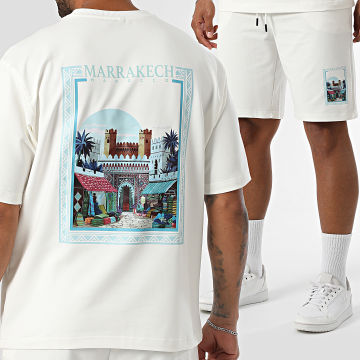 Armita - Marrakech 008 Set di maglietta oversize e pantaloncini da jogging beige chiaro