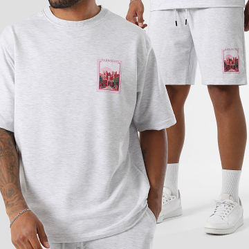 Armita - Marrakech 006 Set composto da maglietta oversize e pantaloncini da jogging color grigio erica