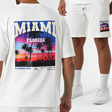 Armita - Miami 016 Set composto da maglietta oversize beige chiaro e pantaloncini da jogging